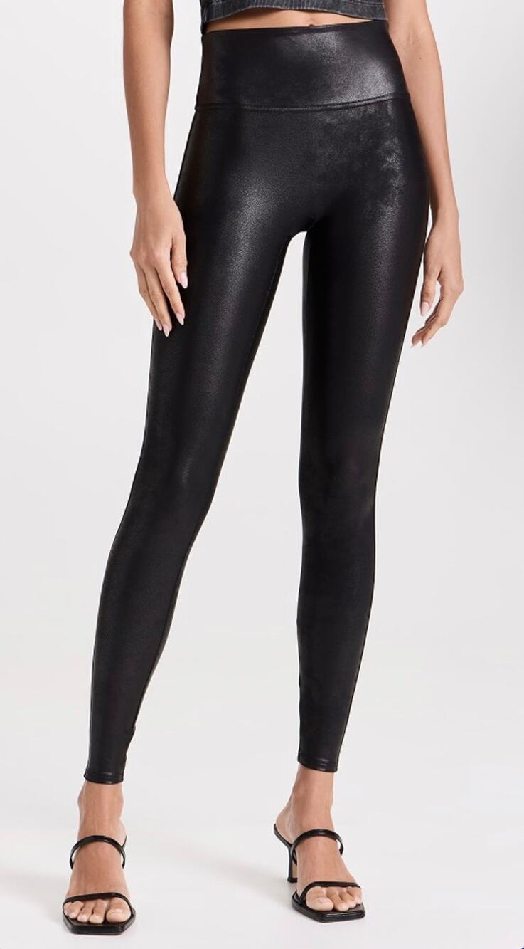 SPANX Faux Leather Leggings Black High Rise Size Small S/P